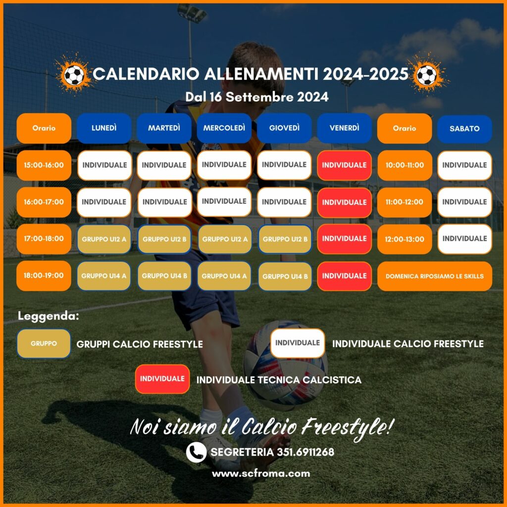 calendario allenamenti